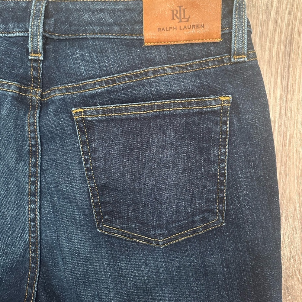 Lauren Ralph Lauren Blue Straight Leg Jeans Dark Wash 10 Petite Minimalist - Picture 4 of 11